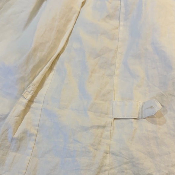 Lafayette 148 Small Waxy Linen Trench Coat Women's Cream Belted - Picture 6 of 9